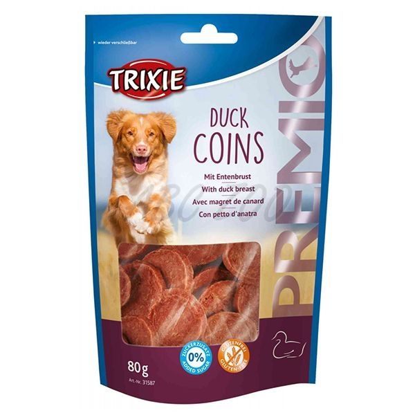 Naravni priboljški za pse z raco, brez žit Trixie PREMIO Duck Coins, 80 g