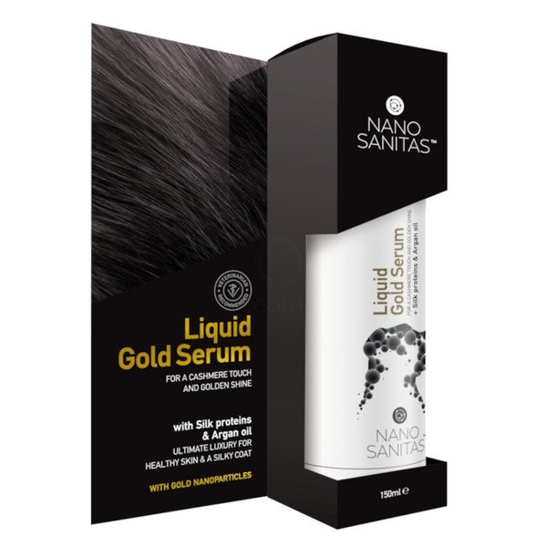 Profesionalni serum za nego dlake z zlatimi nanodelci za pse in mačke Liquid Gold Nanosanitas